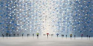 Regentag mit Regenschirmen