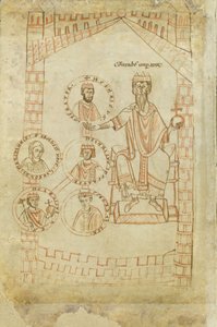 Stammbau der Salier: Konrad II., Heinrich III., Heinrich IV., seine Frau Eupraxia von Kiew, Heinrich V., 12. Jahrhundert von Ekkehard of Aura