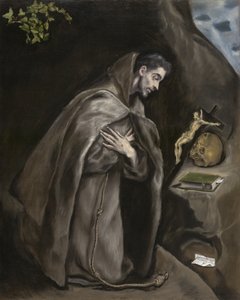 Der heilige Franziskus kniend in Meditation, 1595-1600