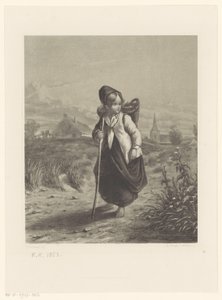 Mädchen mit Korb auf dem Rücken