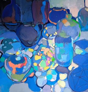 Lebendiges blaues Stillleben