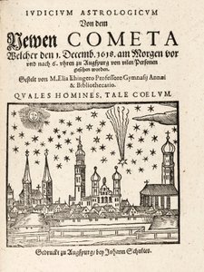 Ein neuer Komet, gesehen von Augsburg, Deutschland am 1. Dezember 1618, veröffentlicht 1618