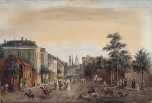 Straße in Stockholm (Drottninggatan) von Elias Martin