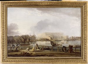 Blick auf das Stockholmer Schloss von der Skeppsholm-Brücke