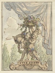 Drei Putti mit einem Blumenkorb