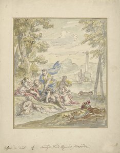 Entwurf für eine Zimmerbemalung mit Armida und Rinaldo von Elias van Nijmegen