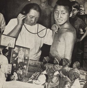 Medizin in der UdSSR. Illustration aus UdSSR baut Sozialismus, 1933 von Eliezer Markowich Lissitzky