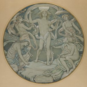 Cartoon für den Mittelkreis der Huntington-Decke: Apollo und Begleiter von Elihu Vedder