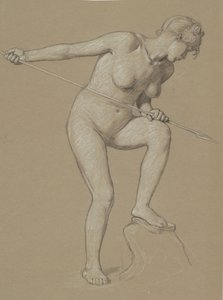 Mädchen spießt Delfin auf, ca. 1900 von Elihu Vedder