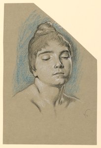 Porträtskizze einer jungen Frau mit geschlossenen Augen von Elihu Vedder