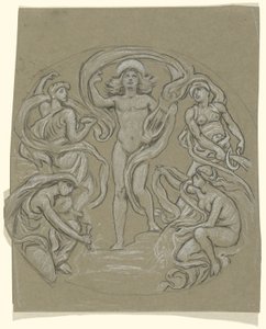 Studie für den Mittelkreis der Huntington-Decke: Apollo und Gefolge von Elihu Vedder