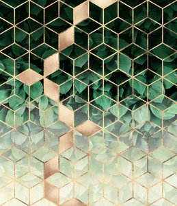 Grün-Goldene Geometrische Blätter