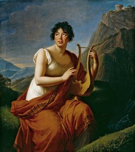 Porträt der Autorin Baronne Anne Louise Germaine de Staël als Corinne am Kap Misenum von Elisabeth Louise Vigee Lebrun