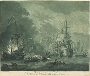 Kampf gegen sieben Algerier von Elisha Kirkall after Willem van de Velde the Elder