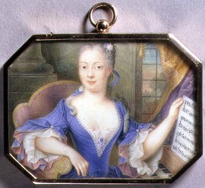 Porträtminiatur von Augusta, Prinzessin von Wales von Elizabeth (attr. to) Ziesenis