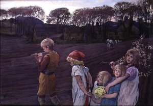 Der Rattenfänger, eine Allegorie des Frühlings von Elizabeth Adela Stanhope Forbes