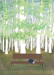 Bank im Wald, 2017 von Elizabeth Rider