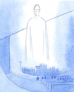 Als die Hände eines neuen Priesters gesalbt wurden ("Möge Jesus dich bewahren?"), stand Christus, gekleidet als unser Bischof, im Heiligtum