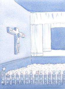 Als nicht-katholisches Kind in einer katholischen Schule schaute ich oft auf die Figur am Kreuz und fragte mich, wer er war und warum er dort war, 2000 von Elizabeth Wang