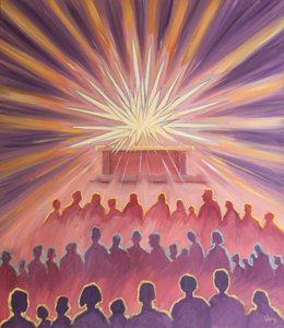 Bei der Messe umhüllt die göttliche Liebe des Vaters Jesus in einem weißen Feuer des Opfers