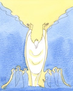 Weil Jesus Christus sowohl Gott als auch Mensch ist und bei der Messe unter uns gegenwärtig ist.