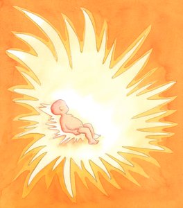 Durch die Taufe wird die Seele zu einem Ofen der göttlichen Liebe, da die inwohnende Dreifaltigkeit - Vater, Sohn und Heiliger Geist - Herrlichkeit aus dieser Seele auf andere ausstrahlt. von Elizabeth Wang