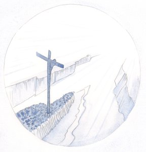 Durch die Kraft des Opfers Christi, während der Heiligen Messe, durchdringt Christus den Himmel und bringt uns alle näher zum Vater - so wie ein großes Schiff in eine Mündung einfährt, um ihre wertvolle Fracht nach Hause zu bringen. von Elizabeth Wang