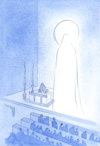 Christus und seine heilige Mutter leben jetzt im Himmel, glorreich. So verherrlicht zu sein bedeutet, majestätisch und in jeder Hinsicht vollkommen zu sein. von Elizabeth Wang