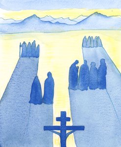 Christus sah vom Kreuz aus eine Menge von Zuschauern: die Verwirrten, die Neugierigen, die Feindseligen und die Sympathischen von Elizabeth Wang