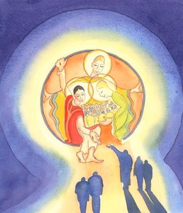 Christus empfängt die reumütige und willige Seele in das Herz der Heiligen Dreifaltigkeit. "Diejenigen, die sich in ihm verbergen, werden nicht verurteilt" (Ps 33).