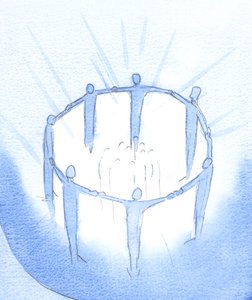 Freunde und Verwandte, die in Christus leben, arbeiten und beten, drängen die Dunkelheit zurück, um andere zu erleuchten