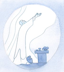 Er zeigte mir einen Platz an seinen Füßen, im Geist, wo ich mich zusammenrollen konnte - sozusagen - während er für alle betete, die zu müde sind, um zu sprechen