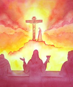 In der Nacht vor seinem Tod setzte Jesus die Heilige Eucharistie beim Letzten Abendmahl ein von Elizabeth Wang