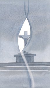 Der Heilige Geist durchdringt den Schleier bei der Heiligen Messe und offenbart uns das Geheimnis von Christi Leiden. von Elizabeth Wang