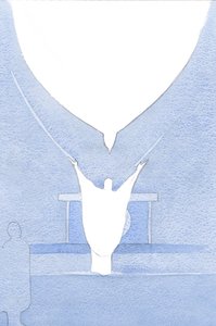 Der Heiligste Geist - als ob er mit ausgebreiteten Flügeln über dem Haupt Christi schwebte - nahm sein Opfer in der Liebe des Vaters an. von Elizabeth Wang