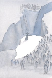 Welcher Abgrund liegt vor uns in der Messe, da wir Teil des einen Opfers für die Sünde werden, vereint mit jener vergangenen Zeit, als Christus am Kreuz uns rettete. von Elizabeth Wang