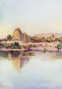 Der Pylon von Hatshepset in Karnak, vom Heiligen See aus