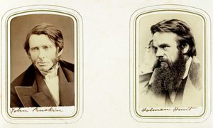 John Ruskin, englischer Künstler, Dichter und Kritiker, und William Holman Hunt, englischer Künstler, 1865 von Elliott and Fry