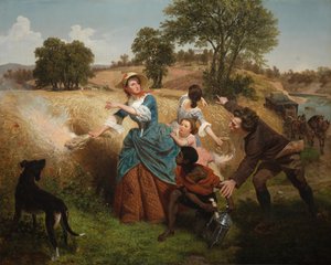 Mrs. Schuyler verbrennt ihre Weizenfelder bei Annäherung der Briten