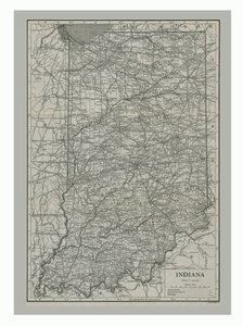 Karte von Indiana, USA, um 1900 von Emery Walker