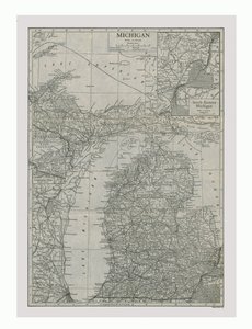 Karte von Michigan, USA, ca. 1900 von Emery Walker