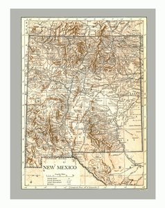 Karte von New Mexico, um 1900 von Emery Walker