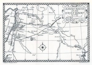 Eisenbahn- und Autostrecken sowie Pipelines, Syrische Wüste, 1937 von Emery Walker
