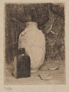 Stillleben mit Vase und Flasche