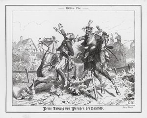 Tod von Prinz Louis Ferdinand von Preußen in der Schlacht von Saalfeld von Emil Huenten