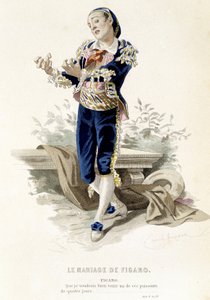 Figaro in „Die Hochzeit des Figaro“ - in „Gesammelte Werke von Beaumarchais“, Zeichnungen von Emile Bayard, ed. Laplace Sanchez & cie, Paris von Emile Antoine Bayard