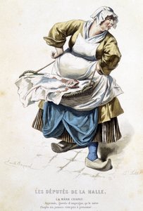 La mère Chaplu in „Les députés de la Halle“ - in „Oeuvres complètes de Beaumarchais“, Zeichnungen von Emile Bayard, ed. Laplace Sanchez & cie, Paris