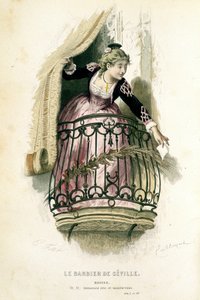 Rosine in „Le barbier de Seville“ - in „Oeuvres complètes de Beaumarchais“, Zeichnungen von Emile Bayard, ed. Laplace Sanchez & cie, Paris