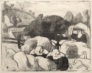 Les Bretonneries: Bretonische Frauen beim Heumachen (Bretonnes Faisant les Foins) von Emile Bernard