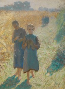 Mädchen auf dem Feld von Emile Claus